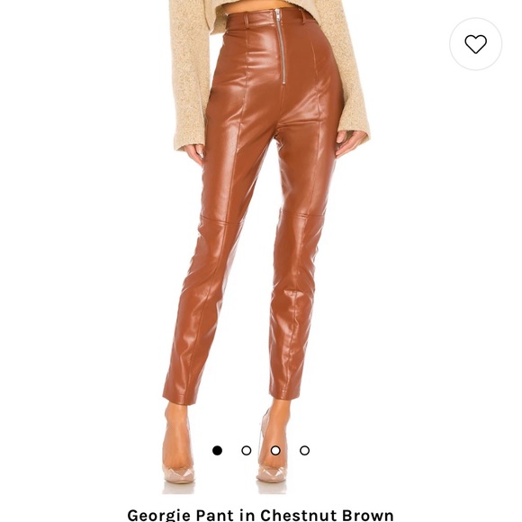 SALE 🔥 Lovers + Friends Georgie Pant in Chestnut Brown Sz XS Vegan Leather - Picture 5 of 5